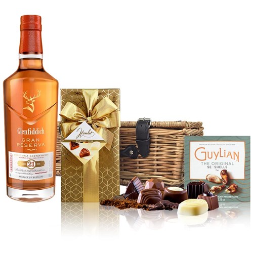 Glenfiddich 21 Year Old Gran Reserve Whisky 70cl And Chocolates Hamper